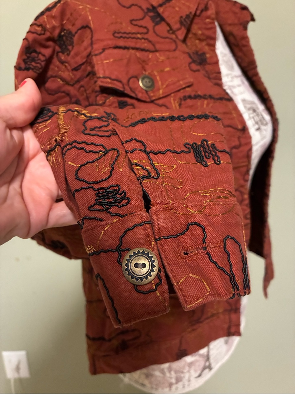 Ruby Rd. Rust Embroidered Jean Jacket - Picture 3 of 9